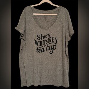 Torrid Gray V-Neck Tee with Black Graphic
